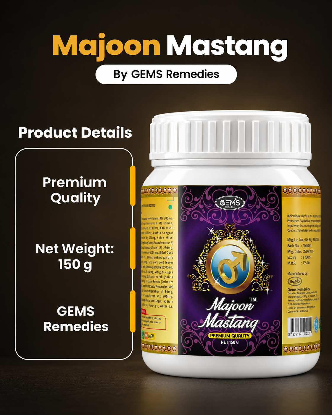 Majoon Mastang 150 g + Night Energy Massage Oil 15 ml Combo