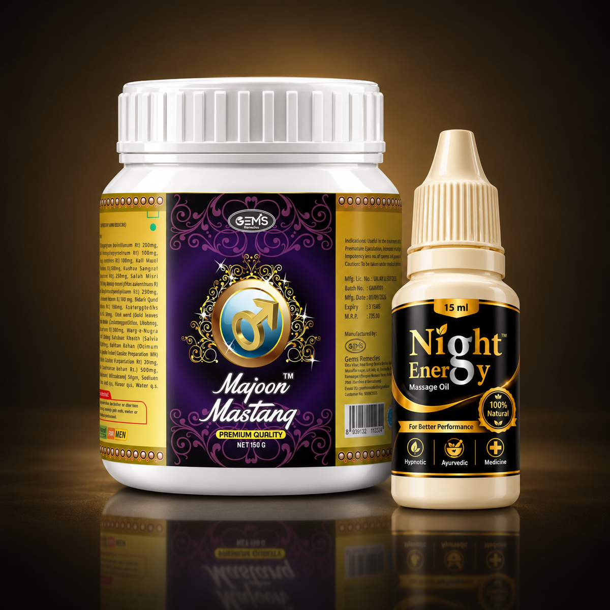 Majoon Mastang 150 g + Night Energy Massage Oil 15 ml Combo