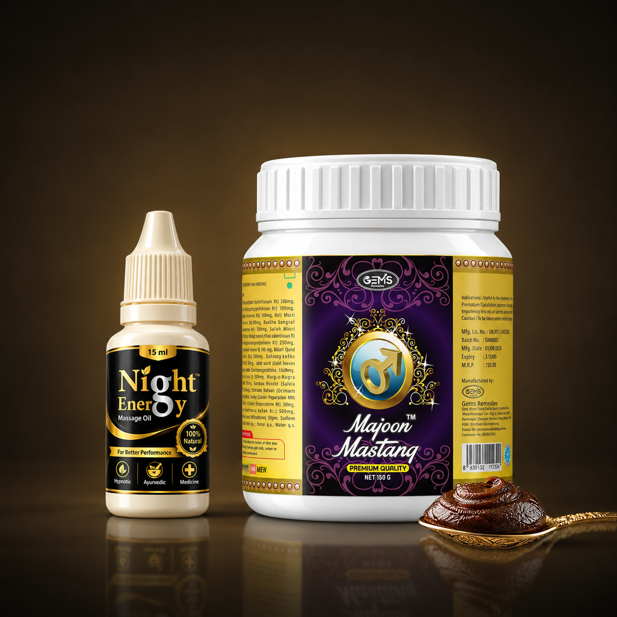 Majoon Mastang 150 g + Night Energy Massage Oil 15 ml Combo