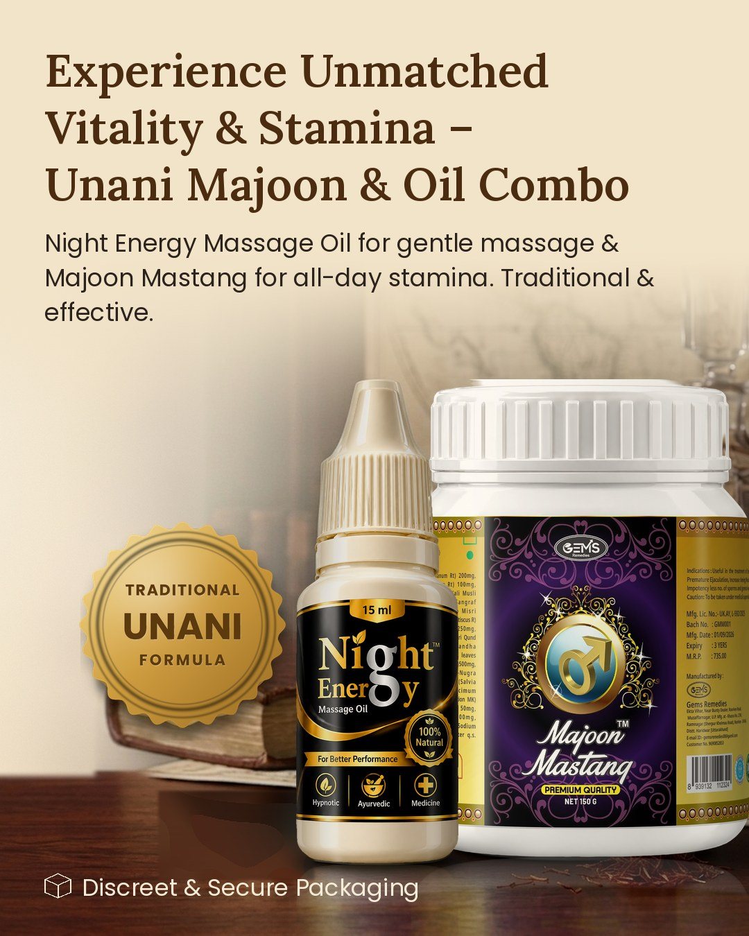 Experience unmatched vitality and stamina – Unani Majoon and Oil Combo by Gems Remedies